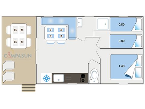 MOBILHOME 4 personas - Panorámica - 24m² - 2 habitaciones