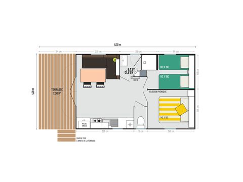 MOBILHEIM 4 Personen - LOGGIA BAY 2 Schlafzimmer