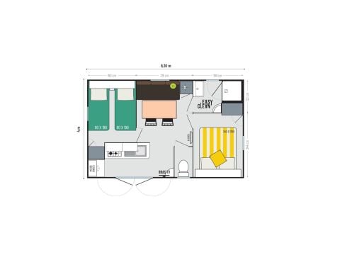 MOBILHOME 4 personnes - Mobil-home | Comfort XL | 2 Ch. | 4 Pers. | Terrasse surélevée | Clim. | TV