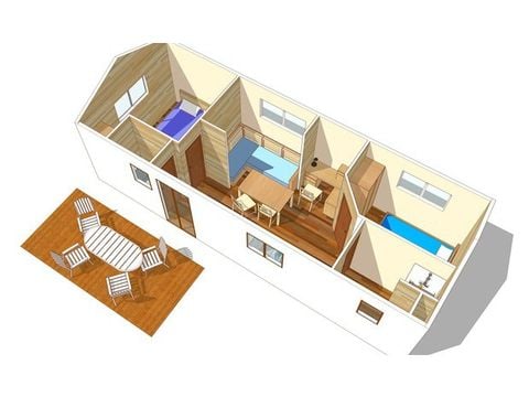 Mobilheim 4 Personen - Mobilheim | Comfort XL | 2 Zi. | 4 Pers. | Erhöhte Terrasse | Klimaanlage | TV