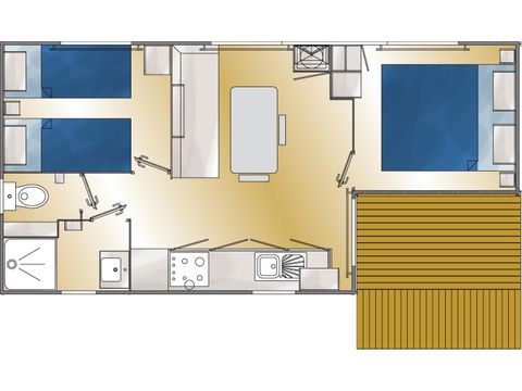 CASA MOBILE 4 persone - Comfort 25m² (2 camere) + terrazza coperta 10m² + TV 4 pers.