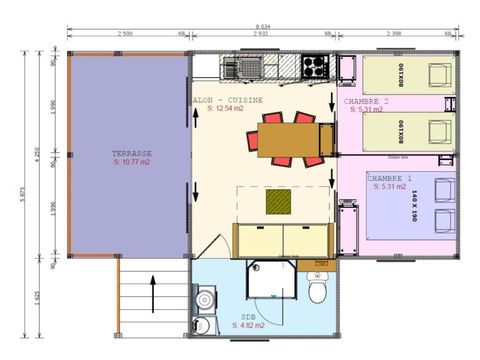 SISTEMAZION ATIPICHE 5 persone - Cosyflower Premium 38m² (2 camere da letto) + TV + lavastoviglie + biancheria da letto + asciugamani + terrazza coperta 4/5 pers.