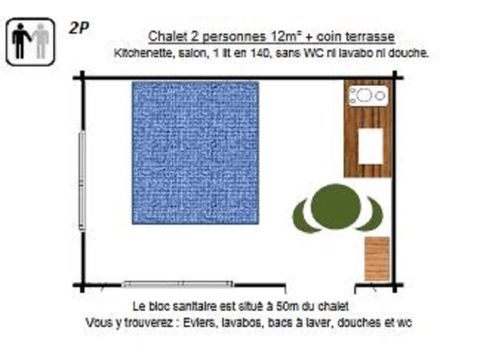 CHALET 2 personnes - 12 m2 sans sanitaires sans eau (Animaux non conseillés)