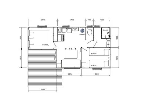 MOBILHOME 4 personnes - Mobil home Ciela Confort Compact - 2 chambres