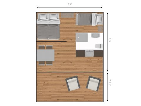 TENTE TOILE ET BOIS 4 personnes - Tente safari de luxe Woody 25 