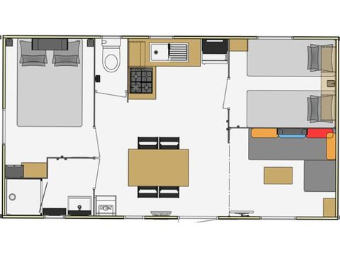 STACARAVAN 5 personen - Stacaravan Oasis Confort+ 26 m² met 2 slaapkamers - stacaravan