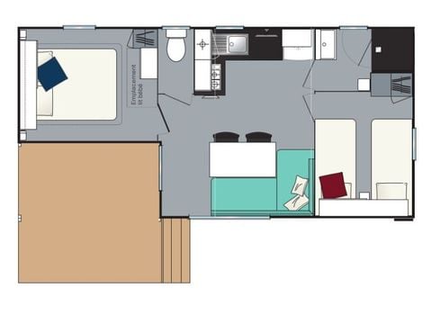 Stacaravan 7 personen - Evasion 7 personen 2 slaapkamers 28m².