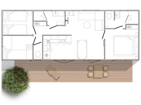 MOBILHOME 6 personnes - Mahana 3 chambres 2 sdb 40m²