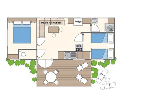 MOBILHOME 6 personnes - Classic | 2 Ch. | 4/6 Pers. | Terrasse surélevée non couverte