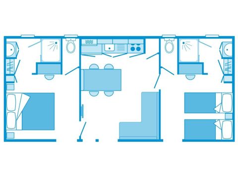 MOBILHOME 4 personas - Mobil-home | Confort XL | 2 Dormitorios | 4 Pers. | Terraza cubierta | 2 baños