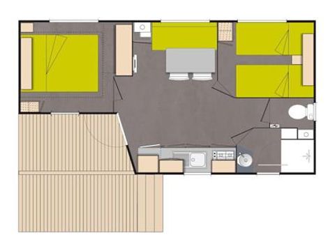 MOBILHOME 4 personas - Loggia Confort 24m² (2 habitaciones) + Terraza cubierta + Aire acondicionado