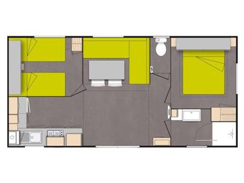 MOBILE HOME 5 people - Comfort mobile home 29m² (2 bedrooms) + Covered terrace + Air conditioning