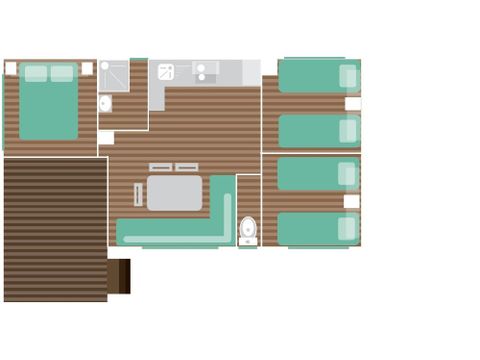 Mobilheim 6 Personen - Mobilheim Classique Terrasse semi-integriert 3Sch 6P