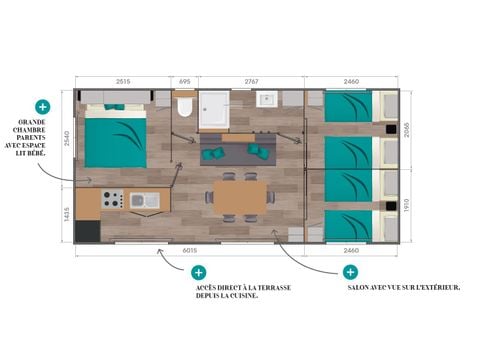 MOBILHOME 6 personnes - Mobil-home Premium + 3ch 6p