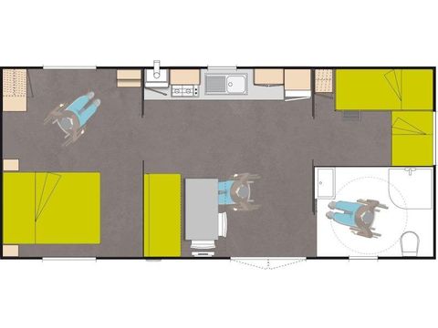 Stacaravan 5 personen - Cottage 33 m² Beperkte mobiliteit 2 slaapkamers TV/CLIM