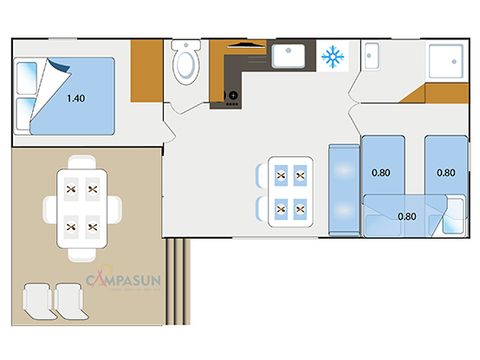 Mobilheim 5 Personen - Azur 5 - 26m² - 2 Schlafzimmer