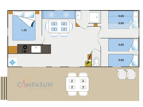 MOBILHEIM 6 Personen - Provence - 32m² - 3 Schlafzimmer