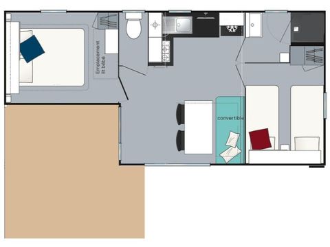 MOBILHOME 7 personas - Evasion+ 7 plazas 2 habitaciones 28m² + cuarto de baño