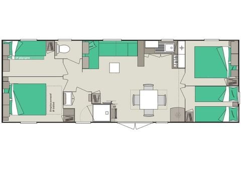 Stacaravan 8 personen - Confort+ 8 personen 4 kamers 37m²