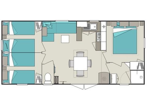 Stacaravan 8 personen - Stacaravan Confort+ 8 personen 3 kamers 35m²