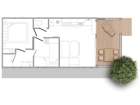 Stacaravan 4 personen - Mahana voor 4 personen 2 kamers 28m² (28m²)