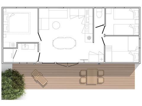 MOBILHOME 6 personnes - Mahana 6 personnes 3 chambres 33m²