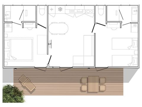 MOBILHOME 6 personnes - Mahana 6 personnes 2 chambres 2 sdb