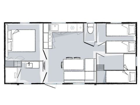 Mobilheim 6 Personen - Mobilheim Premium 6 Personen 3 Zimmer 31m²