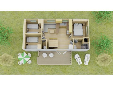 MOBILHOME 8 personnes - Mobil-home | Classic | 3 Ch. | 6/8 Pers. | Terrasse surélevée non couverte | Clim.