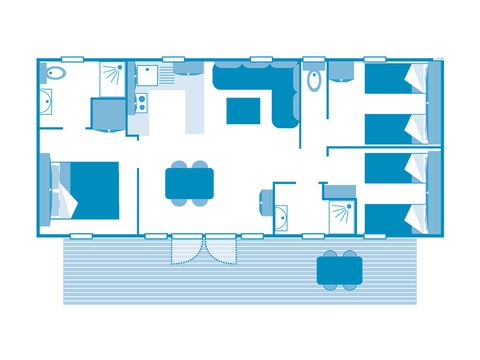 MOBILHOME 6 personnes - COTTAGE Roselière 6p 3ch 2SdB clim PREMIUM