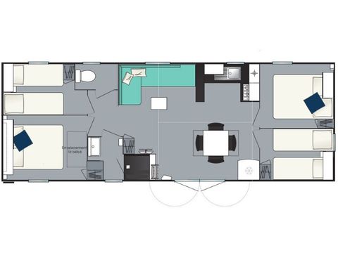 Stacaravan 8 personen - Confort+ 4 kamers 37m²