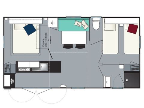 MOBILHOME 7 personas - Evasión+ 2 habitaciones 28m² (28m²)