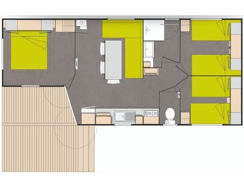 Mobilheim 6 Personen -  Komfort 3 Zimmer 37m²