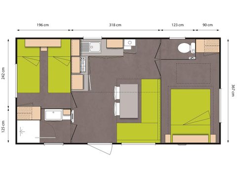 Mobilheim 4 Personen - MH2 27 m²