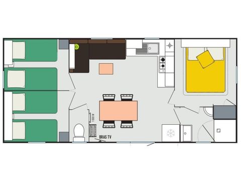 Stacaravan 8 personen - Vrije tijd 8 personen 3 slaapkamers 30m²