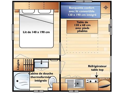 CHALET 3 persone - Chalet Confort 16 m² - 1 camera da letto - aria condizionata (possibilità di letto supplementare) 2 pers.