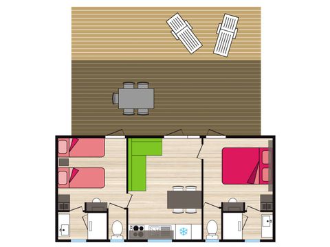 MOBILHOME 5 personas - Premium - La Montagne Noire - 33 m2 - 2 hab - 2 baño -