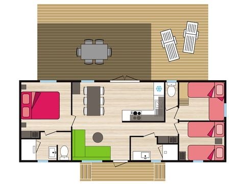 MOBILHOME 6 personnes - COTTAGE PREMIUM ESPINOUSE 40 m² 3 ch 2 sdb B