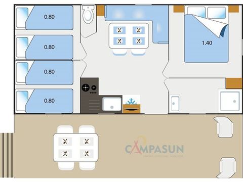 MOBILHEIM 6 Personen - Mobilheim Aups - 28m² - 3 Schlafzimmer + TV + A/C