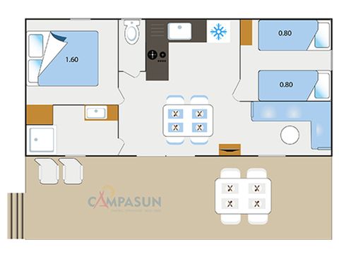 MOBILHEIM 4 Personen - Mobilheim Castellane - 30m² - 2 Schlafzimmer + TV + A/C