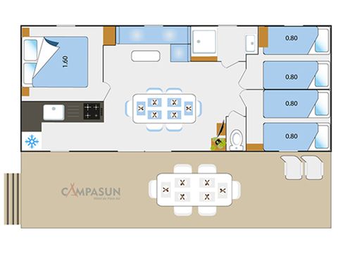 CASA MOBILE 6 persone - Casa mobile Quinson - 33m² - 3 camere da letto + TV + A/C