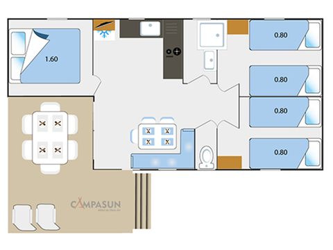 CASA MOBILE 6 persone - Casa mobile Tourtour - 33m² - 3 camere da letto + Tv + A/C