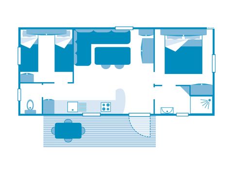 Stacaravan 5 personen - COTTAGE 4/5p 2 sl.k. airco **** (2 sl.k.)