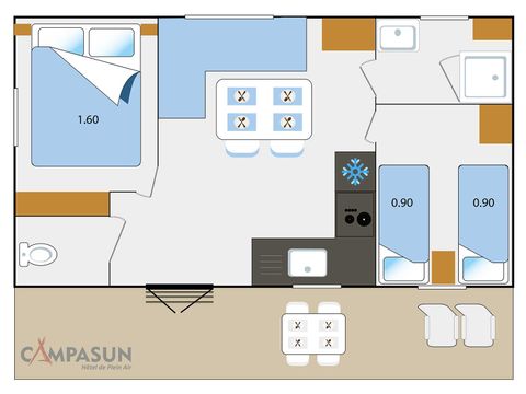 CASA MOBILE 5 persone - Casa mobile Provenza 2 camere da letto