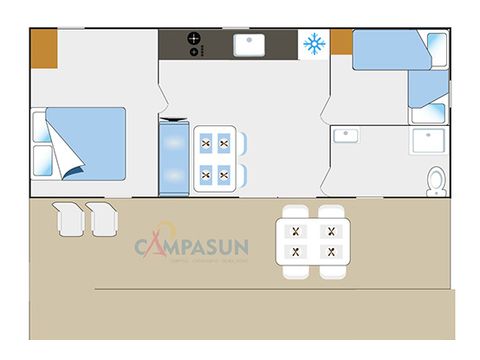 MOBILHOME 4 personas - Cottage PMR adaptado para personas con movilidad reducida - 30m² - 2 habitaciones