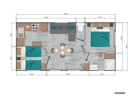 CASA MOBILE 4 persone - Confort Plus Aria condizionata - 2 camere da letto - 4 x 8,20 m / Gelsomino e Mimosa