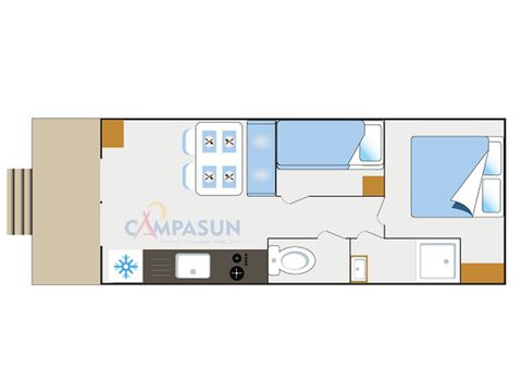 ALOJAMIENTO INUSUAL 4 personas - Roulotte con vista al lago - 20.40m² - 2 habitaciones (2 adultos + 2 niños)