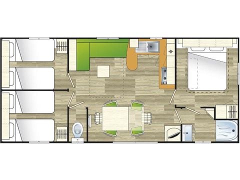 Stacaravan 6 personen - Super Cordelia Stacaravan 32m² - 3 kamers - 5/6 pers. - Televisie (za/za juli en augustus )