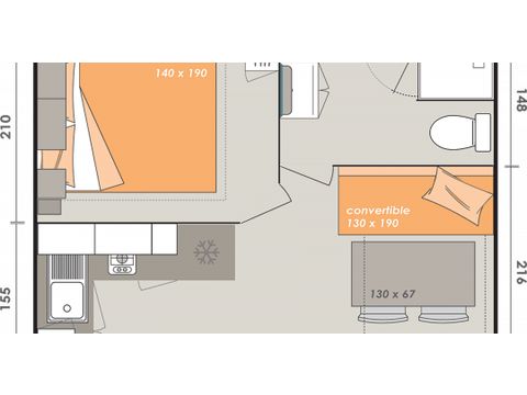 MOBILHOME 2 personnes - Cahita 1 chambre 2 personnes