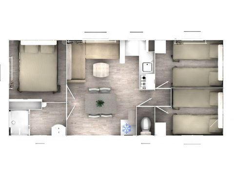 MOBILHEIM 6 Personen - Loft Komfort 33m² - Klimaanlage - TV